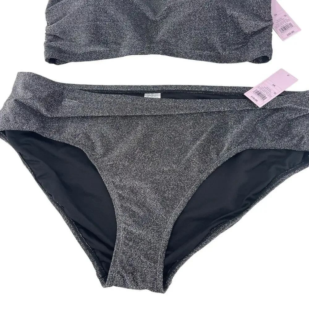Wild fable black glitter bikini 2X bottoms 3X top